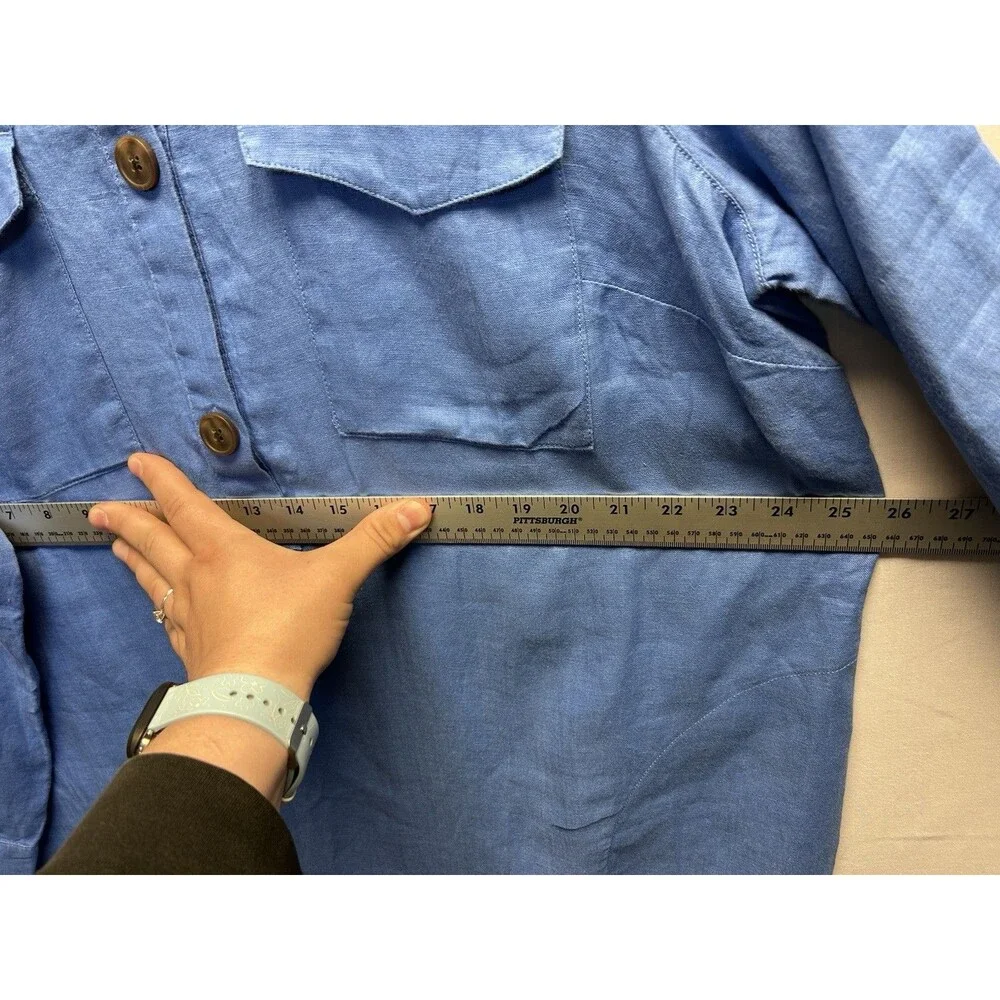 NWT J Jill XL Love Linen Blue Ginger Shirt Dress w/ Pockets Casual Lightweight - Picture 6 of 8